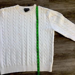 Land's End 100% thick cotton white braided M sweater.